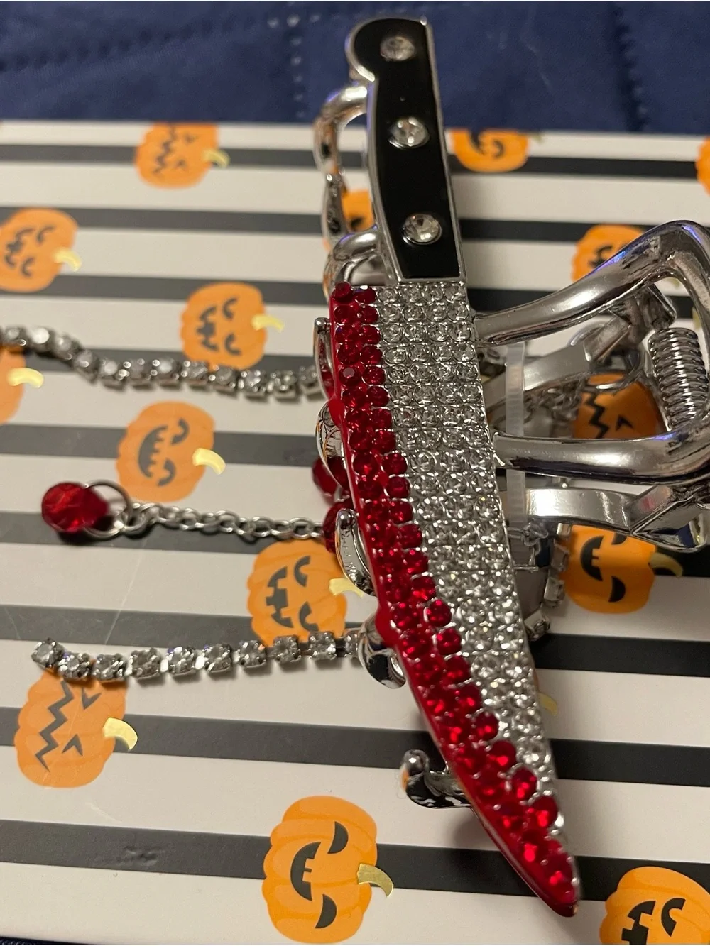 Piper K - Rhinestone Bloody Cleaver Hair Claw Clip Halloween Butcher Costume